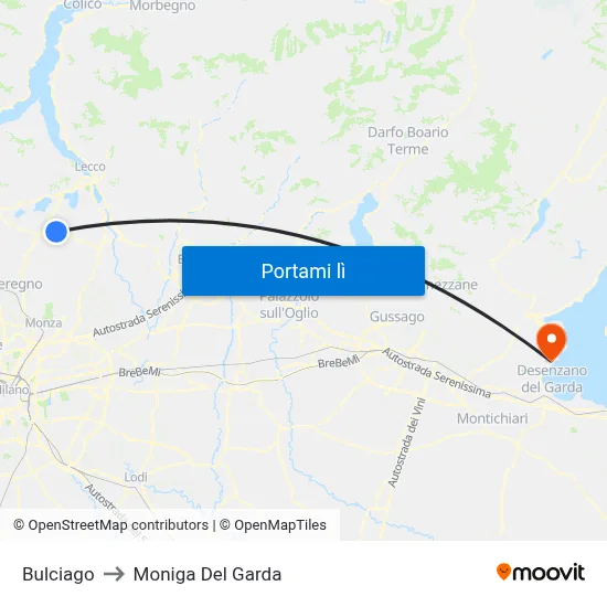 Bulciago to Moniga Del Garda map