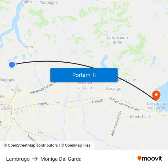 Lambrugo to Moniga Del Garda map