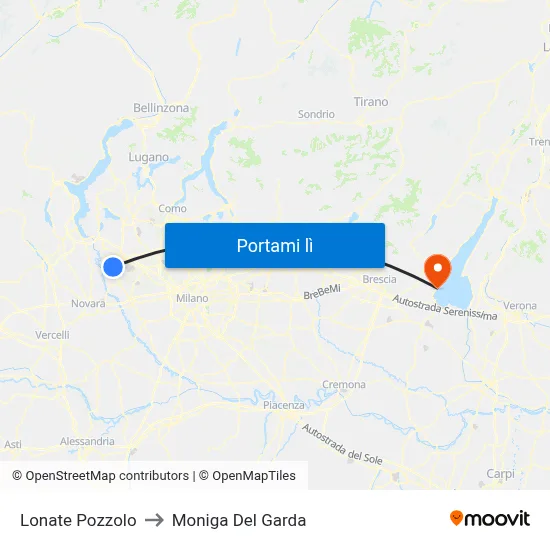 Lonate Pozzolo to Moniga Del Garda map