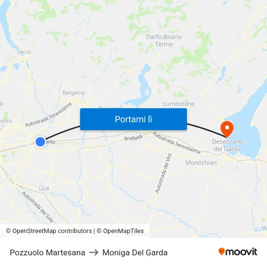 Pozzuolo Martesana to Moniga Del Garda map
