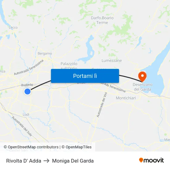Rivolta D' Adda to Moniga Del Garda map