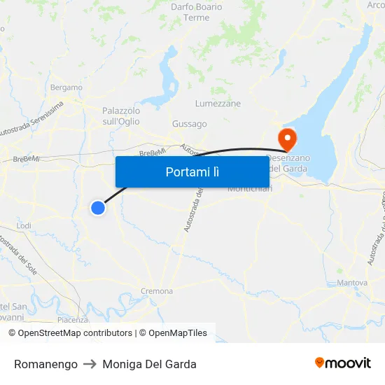 Romanengo to Moniga Del Garda map