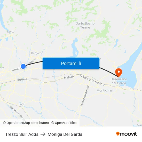 Trezzo Sull' Adda to Moniga Del Garda map