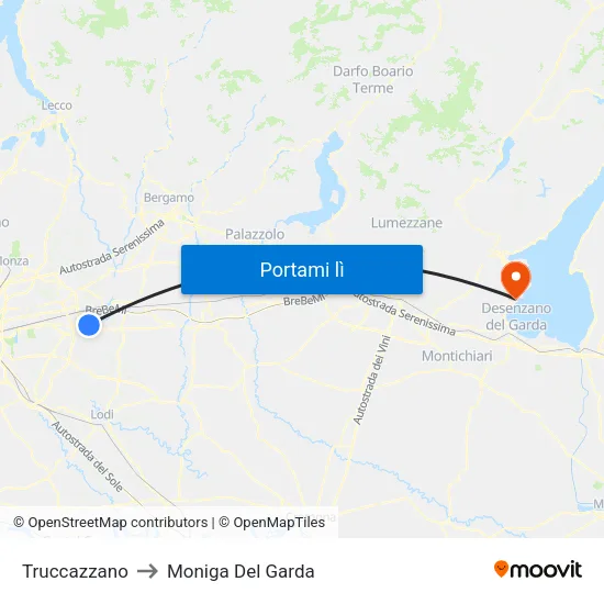 Truccazzano to Moniga Del Garda map