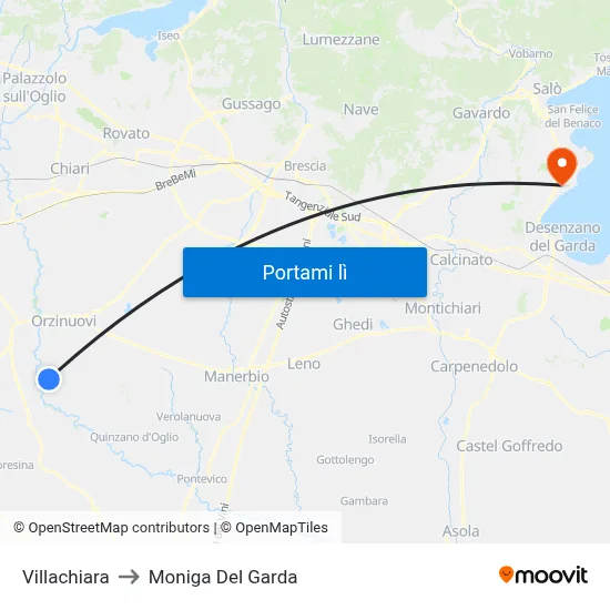 Villachiara to Moniga Del Garda map