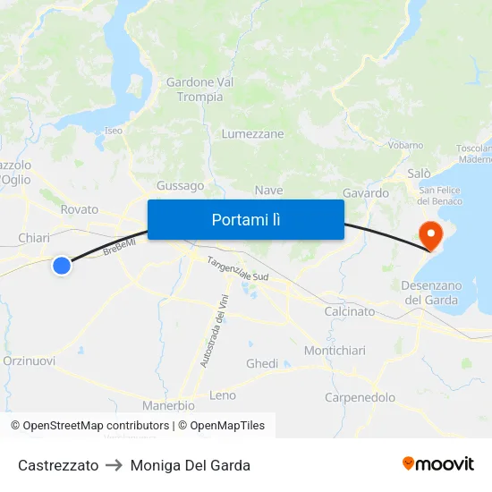 Castrezzato to Moniga Del Garda map