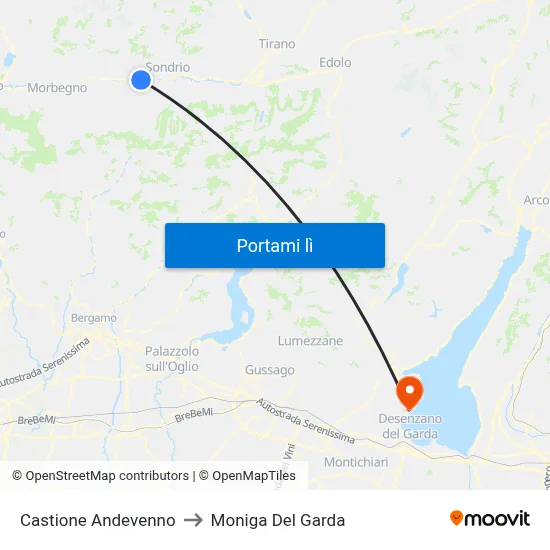 Castione Andevenno to Moniga Del Garda map
