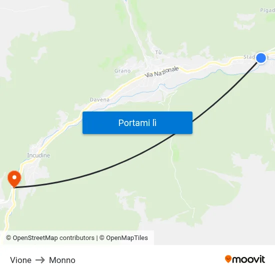 Vione to Monno map