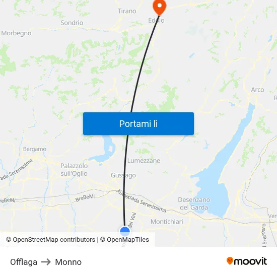 Offlaga to Monno map