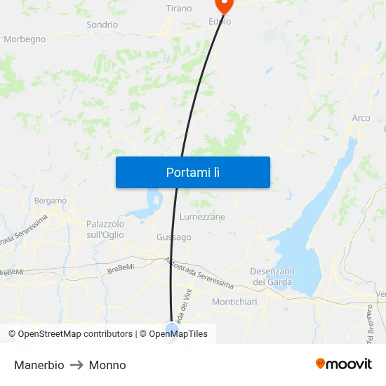 Manerbio to Monno map
