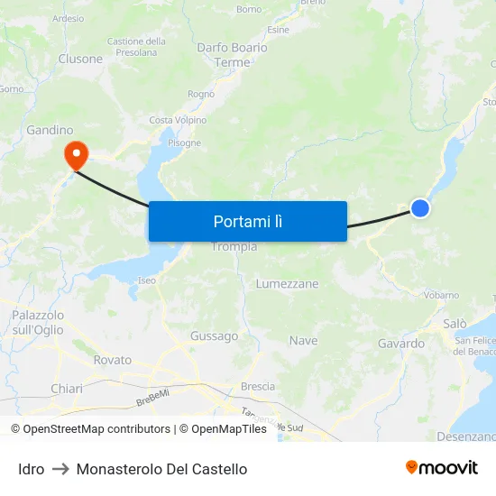 Idro to Monasterolo Del Castello map