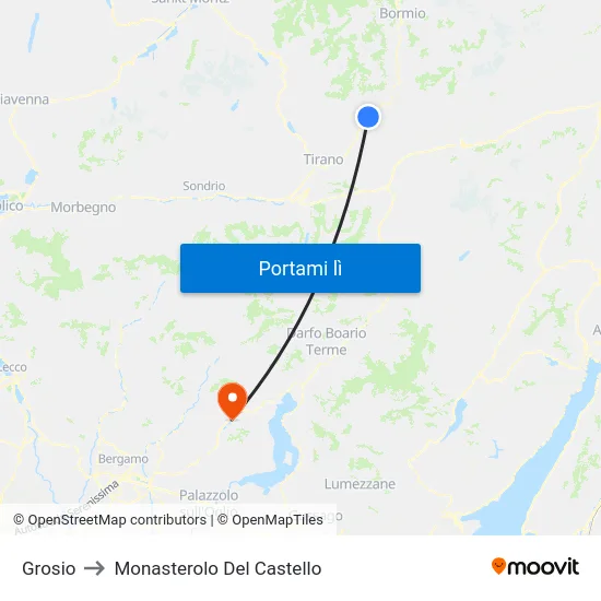 Grosio to Monasterolo Del Castello map