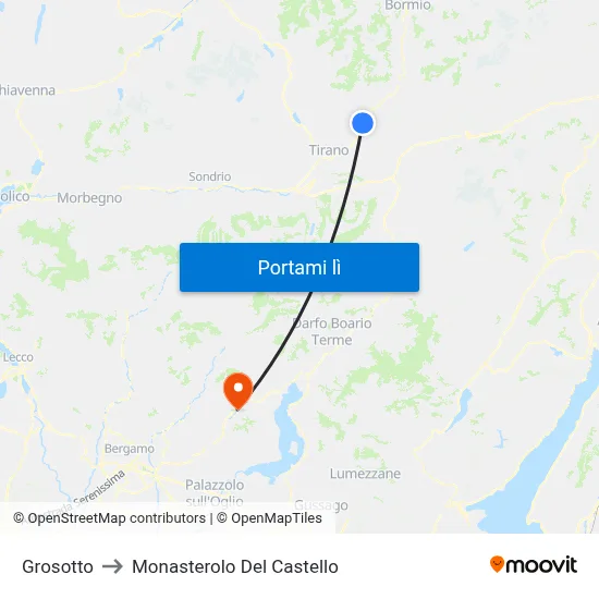 Grosotto to Monasterolo Del Castello map