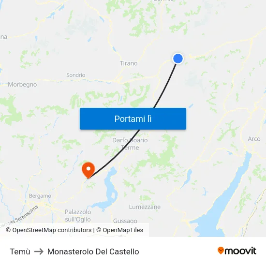 Temù to Monasterolo Del Castello map