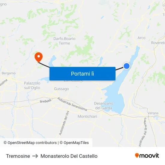 Tremosine to Monasterolo Del Castello map