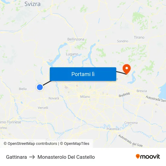 Gattinara to Monasterolo Del Castello map