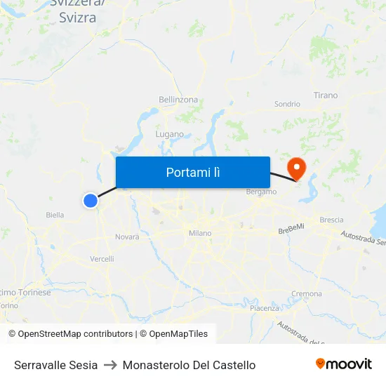 Serravalle Sesia to Monasterolo Del Castello map