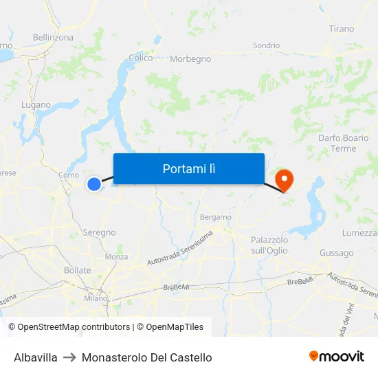 Albavilla to Monasterolo Del Castello map