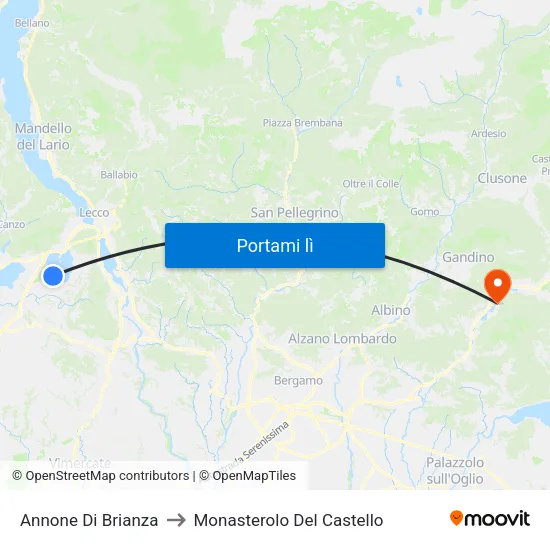 Annone Di Brianza to Monasterolo Del Castello map