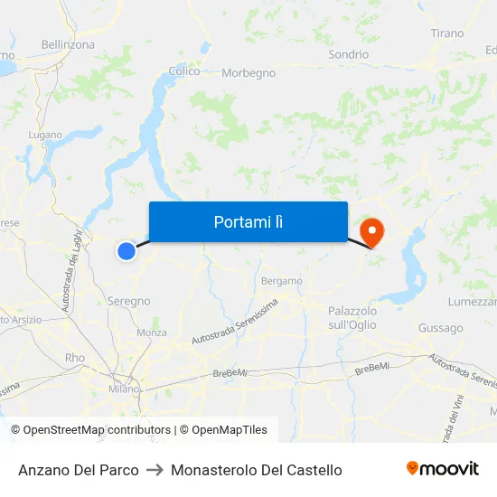 Anzano Del Parco to Monasterolo Del Castello map