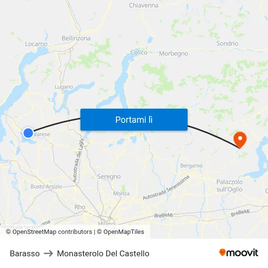 Barasso to Monasterolo Del Castello map