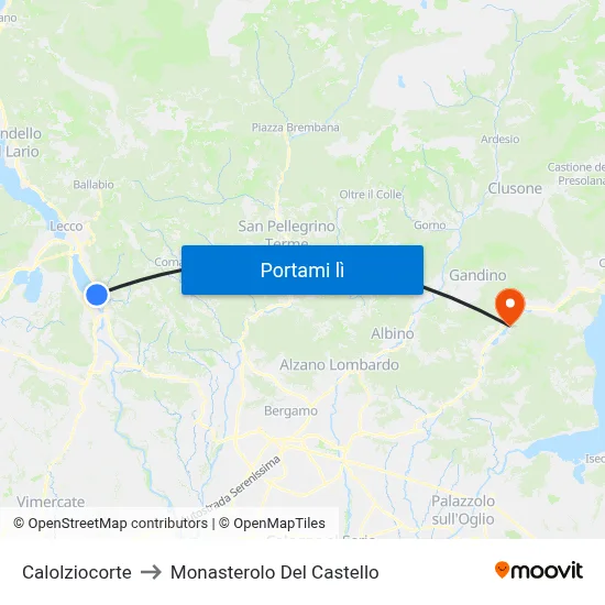 Calolziocorte to Monasterolo Del Castello map