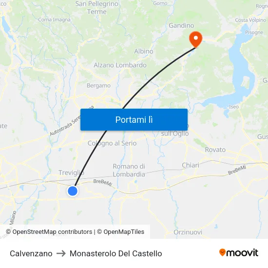 Calvenzano to Monasterolo Del Castello map