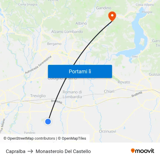 Capralba to Monasterolo Del Castello map