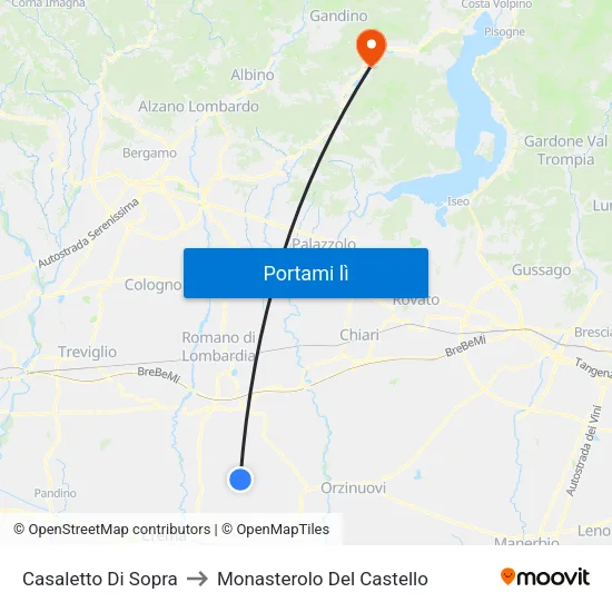 Casaletto Di Sopra to Monasterolo Del Castello map