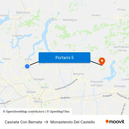 Casnate Con Bernate to Monasterolo Del Castello map