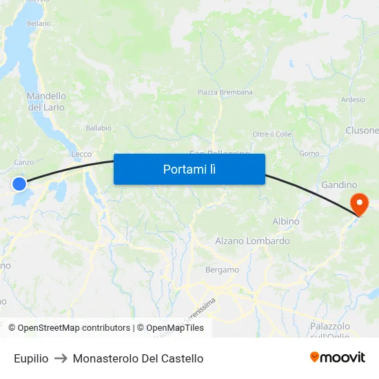 Eupilio to Monasterolo Del Castello map