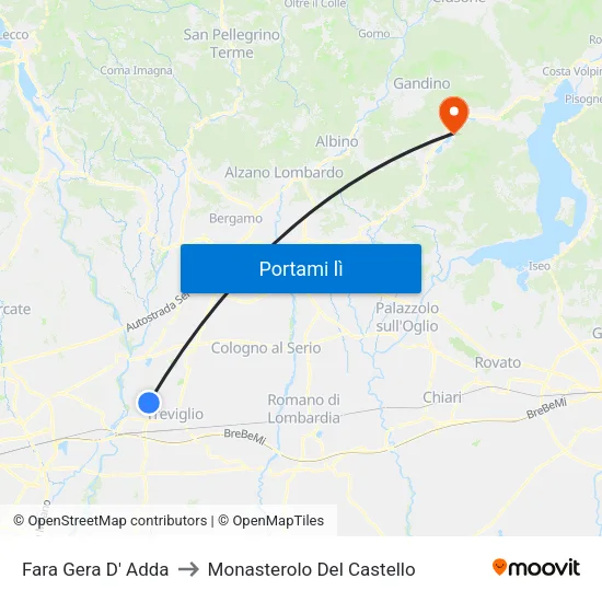 Fara Gera D' Adda to Monasterolo Del Castello map