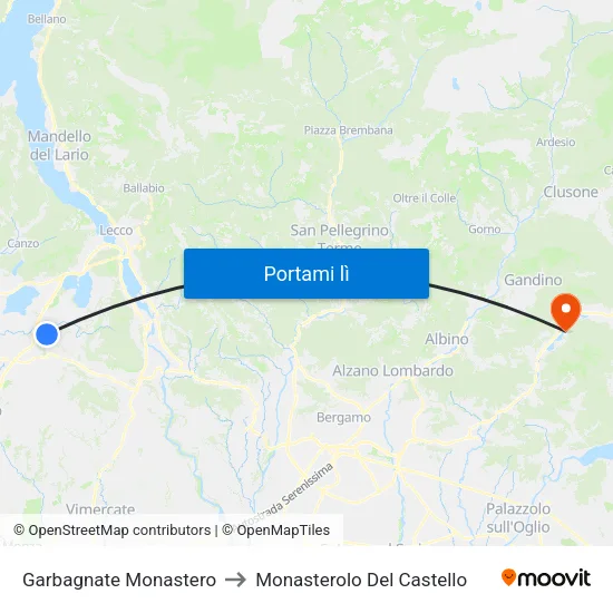 Garbagnate Monastero to Monasterolo Del Castello map