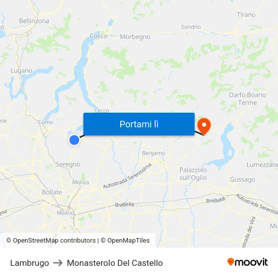 Lambrugo to Monasterolo Del Castello map
