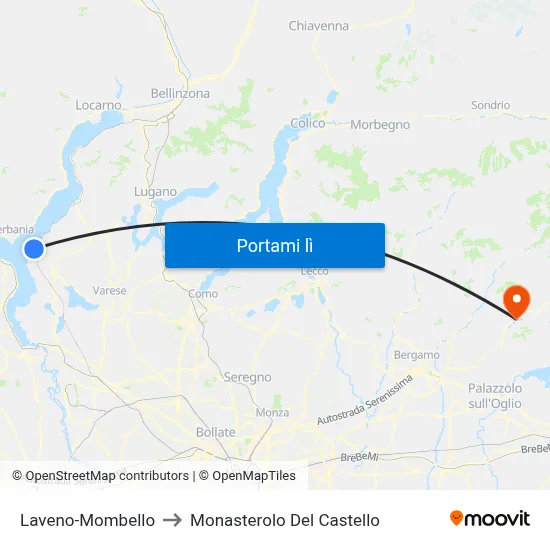 Laveno-Mombello to Monasterolo Del Castello map