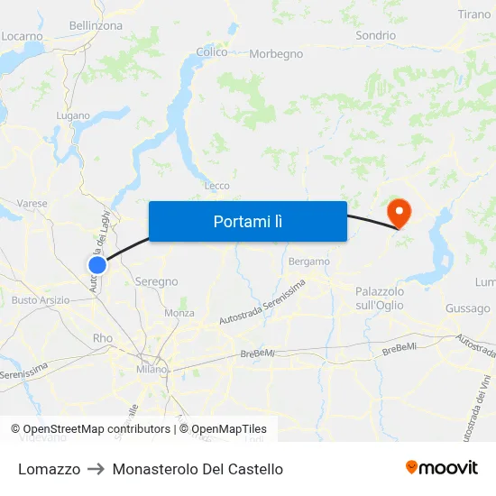 Lomazzo to Monasterolo Del Castello map