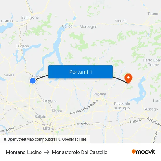 Montano Lucino to Monasterolo Del Castello map