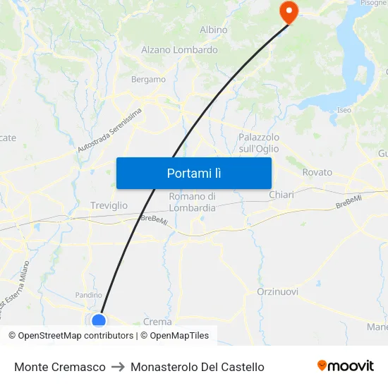 Monte Cremasco to Monasterolo Del Castello map