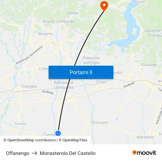 Offanengo to Monasterolo Del Castello map