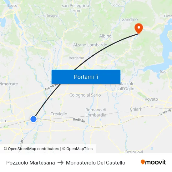 Pozzuolo Martesana to Monasterolo Del Castello map