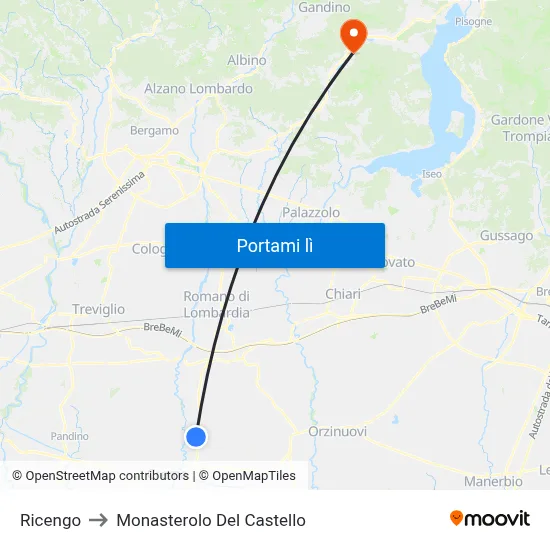 Ricengo to Monasterolo Del Castello map