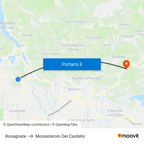 Rovagnate to Monasterolo Del Castello map