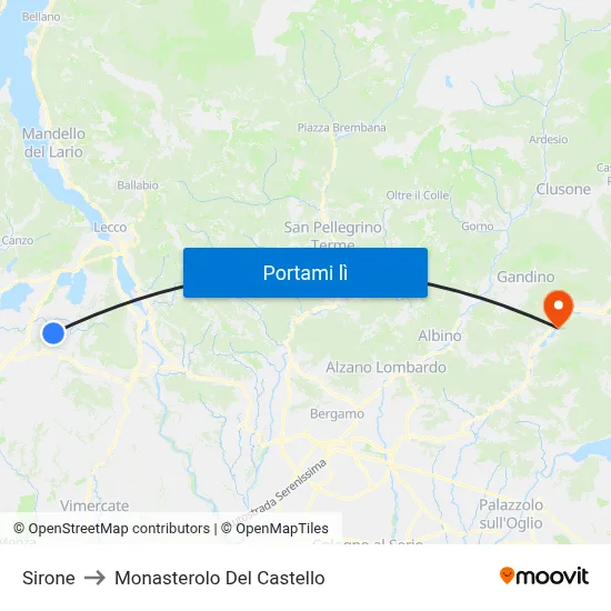 Sirone to Monasterolo Del Castello map