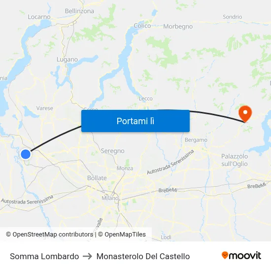 Somma Lombardo to Monasterolo Del Castello map