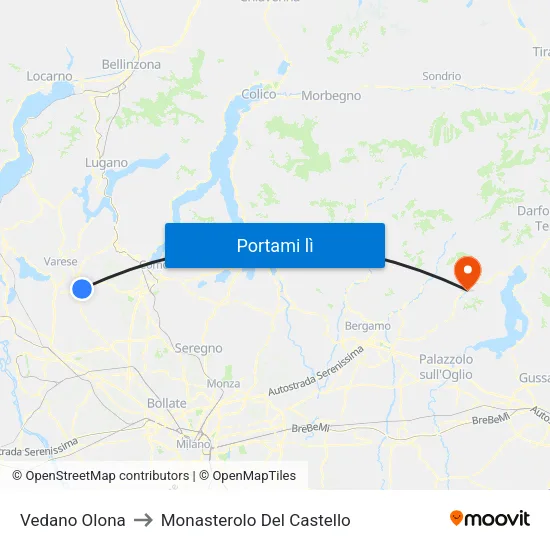 Vedano Olona to Monasterolo Del Castello map