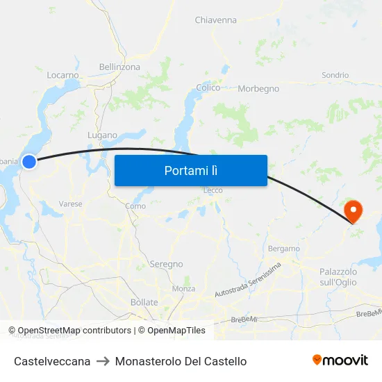 Castelveccana to Monasterolo Del Castello map