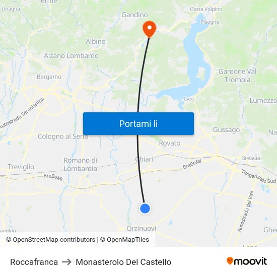 Roccafranca to Monasterolo Del Castello map