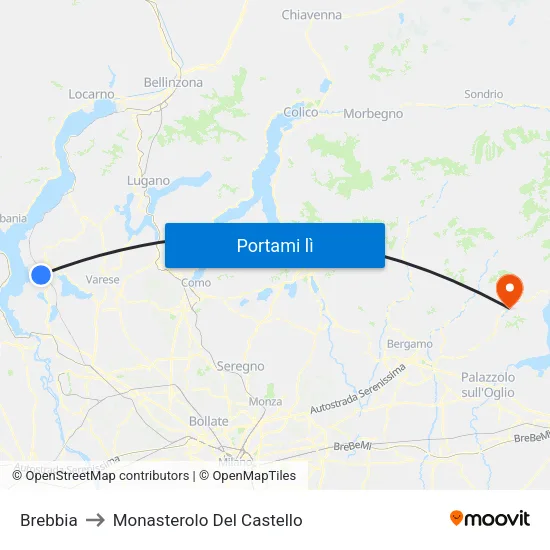 Brebbia to Monasterolo Del Castello map