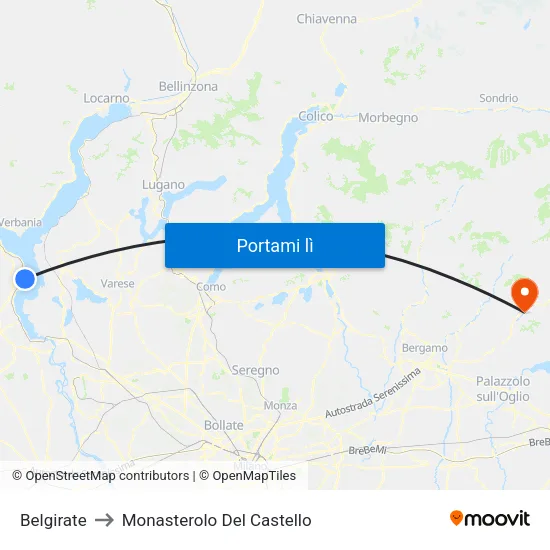 Belgirate to Monasterolo Del Castello map