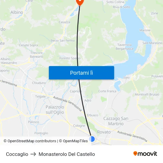 Coccaglio to Monasterolo Del Castello map